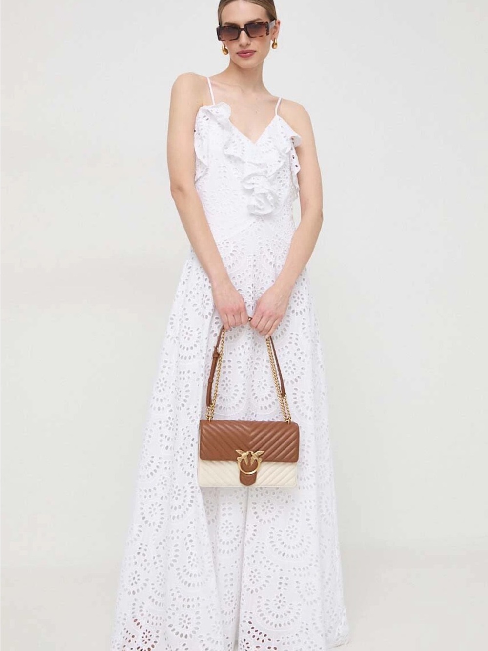 Silvian Heach white lace maxi dress